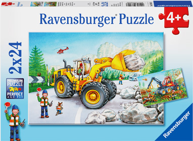Kinderpuzzle Ravensb 2 Stück Bagger und Waldtraktor